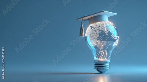 Conceptual image of global education and learning displayed in lightbulb