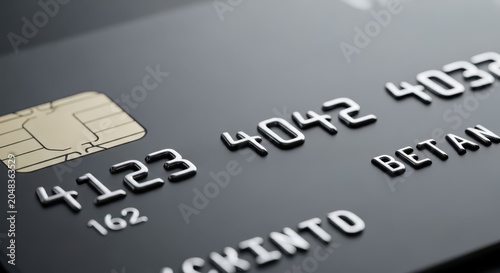 Close-up Macro Shot of Embossed Numbers on a Dark Credit Card