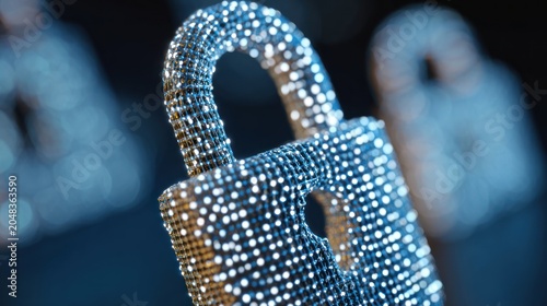 Abstract illuminated padlock security concept against dark background