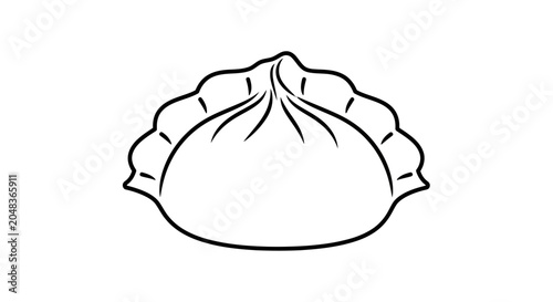 Tableau sur toile Hand-drawn illustration of a single dim sum dumpling on a white background