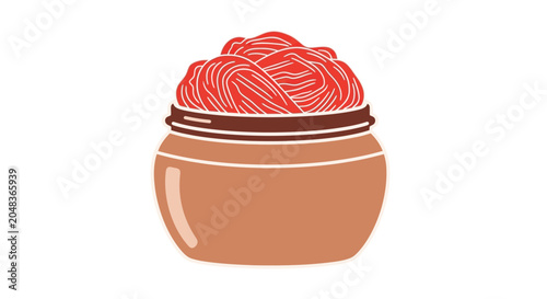 Εκτύπωση καμβά Korean Kimchi Jar Illustration: Fermented Cabbage, Spicy Food, Traditional Cuisi