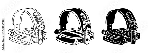Foto 3 Bicycle Pedal Illustrations, Cycling Foot Straps, Exercise Bike Components, Vi