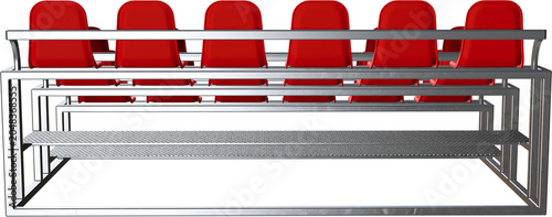 Cuadro en lienzo Red stadium seats on bleachers