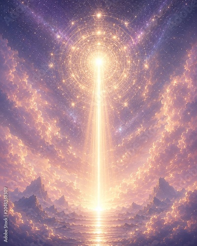 Ascending Beam of Divine Light Through Cosmic Gateway