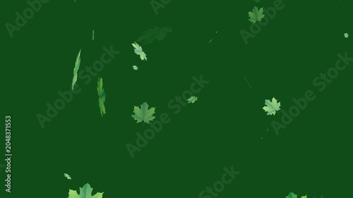 Beautiful Falling Leaves Motion Graphics Loop, Autumn and Green Foliage Background Video for Overlay and VFX. Realistic Green and Orange Foliage Overlay, Seamless Loop Video for Editors.