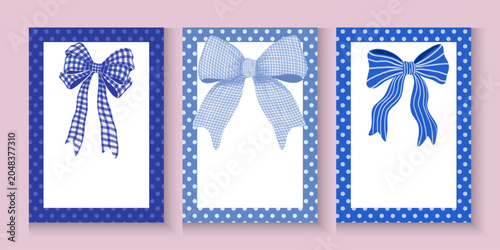 Bild auf Leinwand Collection of romantic bow ribbon frames for invitations and greeting cards