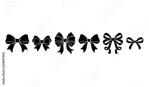 Black bow silhouettes vector decorative ribbon collection
