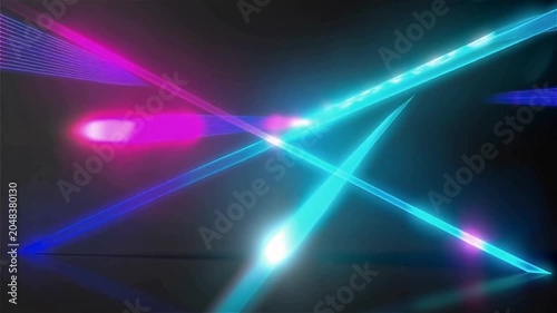 Holographic light streaks crossing dark digital background with vibrant neon glow