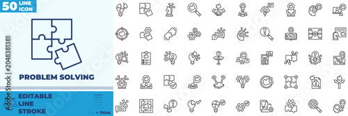 Принти на полотні Problem Solving Line Editable Icons set
