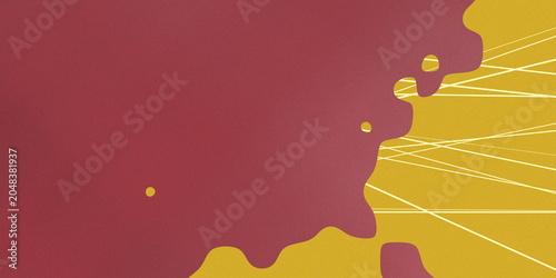 Schilderij op canvas Crimson fluid blob encroaching upon golden textured plane