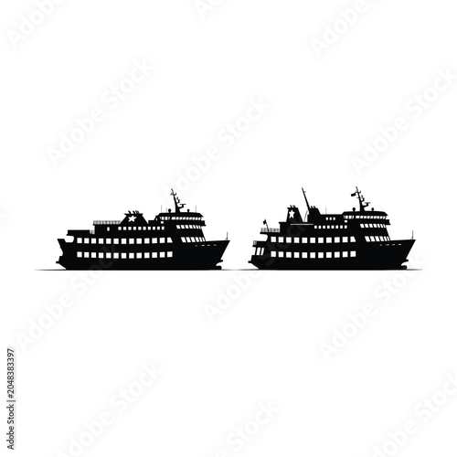 Foto Two cruise ships silhouette side by side