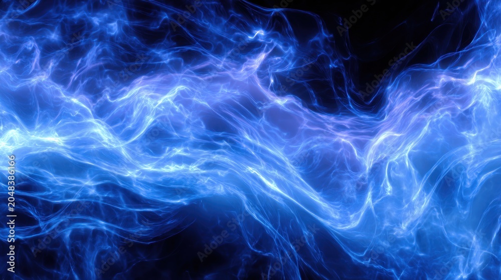 Fototapeta premium Abstract blue energy waves on a dark background