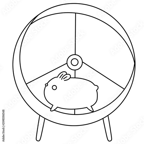 Cute hamster runs inside circular exercise wheel