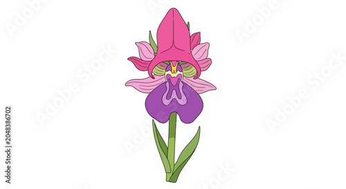 Canvastavla Purple and pink flower with green stem.
