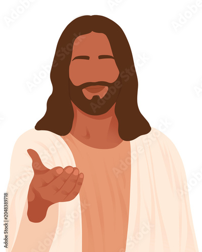 Photos Minimalist Jesus Christ illustration vector, abstract Christian line art, modern