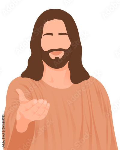 Obraz na plátně Minimalist Jesus Christ illustration vector, abstract Christian line art, modern
