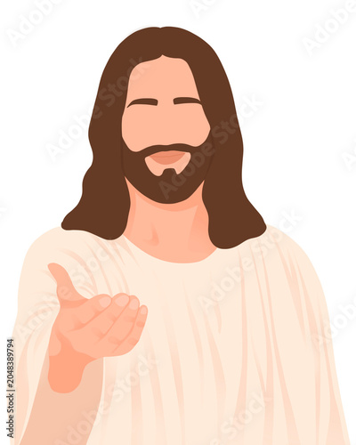 Foto Minimalist Jesus Christ illustration vector, abstract Christian line art, modern