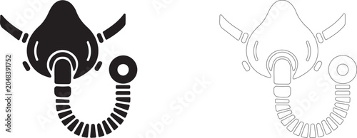 Foto Oxygen mask vector icon, space breathing apparatus symbol, emergency air supply system, crew protection and life support