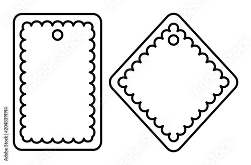 Canvas Print Two blank scalloped edge gift tags with hole punches in rectangular and diamond