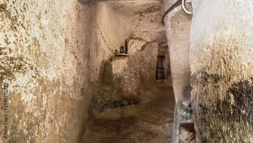 The inside of the fortress wall of Citadella de Victoria Citadel in Rabat Victoria town on Gozo Island in Malta