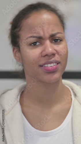Portrait of Disappointed African Woman Reacting to Loss, Vertical Video