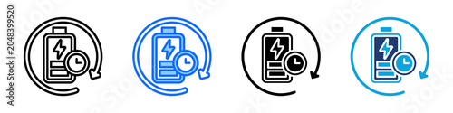 Tableau sur toile Battery Lifetime Icon Set Multi Style Vector Illustration