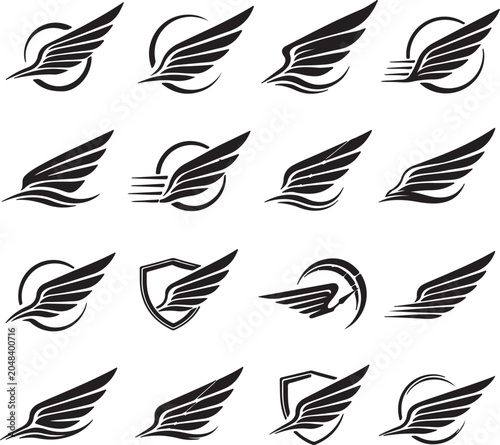 Photos Speed Wing Logo Vector Set – Fast Delivery, Aviation and High-Speed Transport Ic