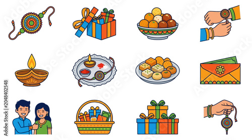 Slika na platnu Colorful festival celebration with sweets and gifts