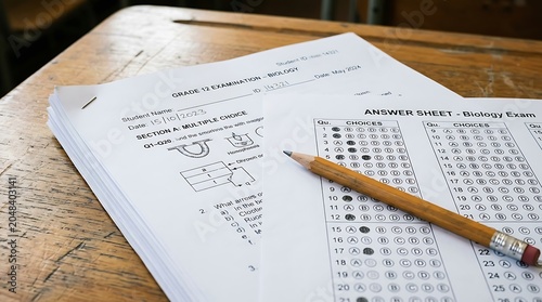 Student Test Prep: Multiple Choice Exam Paper & OMR Answer Sheet for Academic Assessment