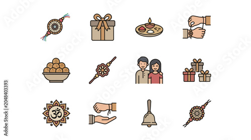 Colorful icons representing festive celebrations and gifts (1)