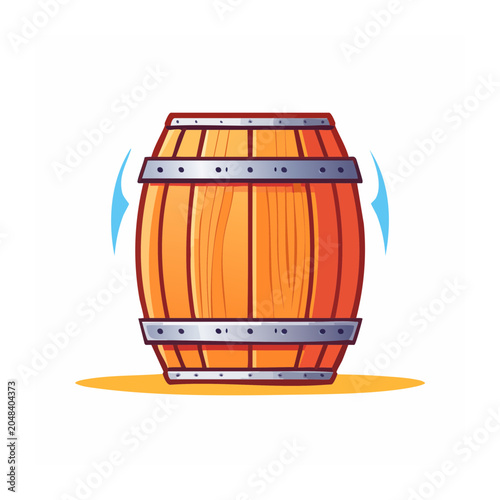 Wooden barrel illustration with metal bands