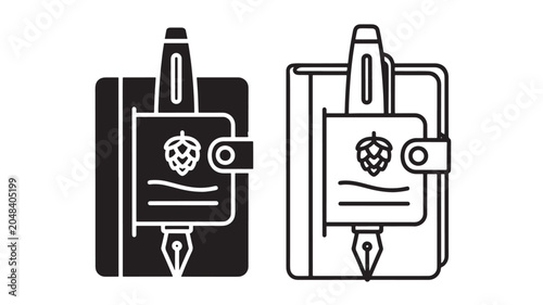Konstfotografi Fountain Pens in Journal Holders with a Hop Logo Featuring Writing, Stationery,