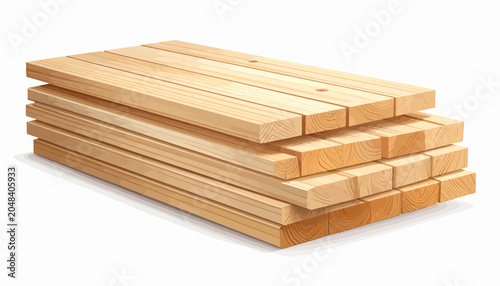 Stack of construction lumber, natural wood planks, ready for building and carpentry projects