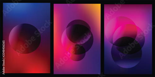 Foto Abstract Neon Gradient Posters with Transparent Overlapping Circles and Vibrant