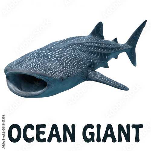 Whale shark swimming slowly isolated on transparent background