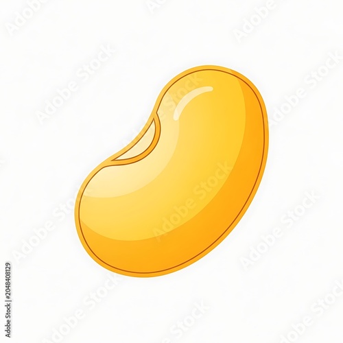 Cartoon yellow soybean illustration isolated on white background.