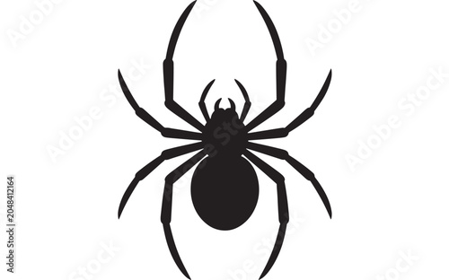Fotografie Spider Silhouette Vector Icon with Eight Legs and a Rounded Body, Depicted in Bl