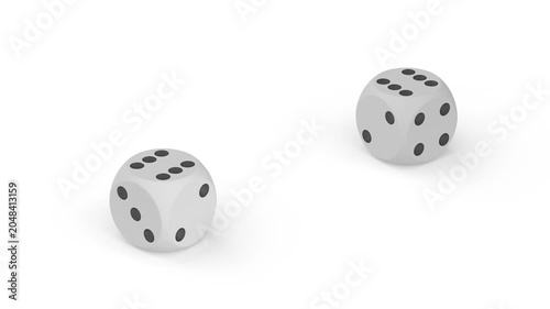 White die on white background. Isolated 3D illustration