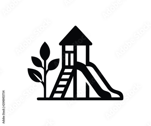 Foto PrintPicnic table in park icon, outdoor recreation area vector silhouette