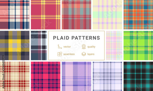 Obraz na plátne Traditional plaid pattern bundle adapted for scrapbooking aesthetics