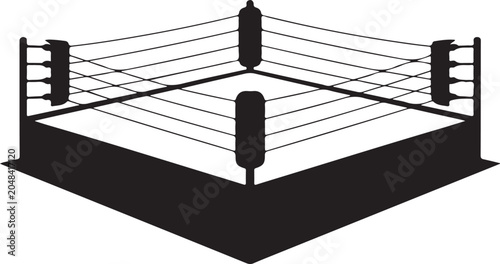 Wrestling ring with ropes and corner posts
