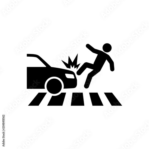 Cuadro en lienzo Pedestrian Vehicle Collision Icon
