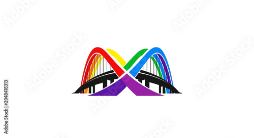 Konstfotografi Rainbow Bridge Logo Symbol - Pride LGBTQ+ Symbol, Abstract Arch Bridge Design