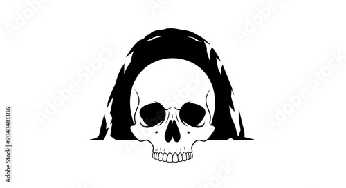 Tableau sur toile Scary Skull Emerging from Dark Cave Entrance, Halloween Concept