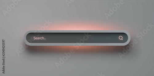 Dark Search Bar Interface With Red Neon Glow And Soft Shadow