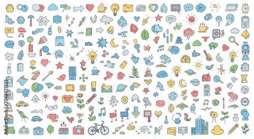 Photos Colorful icons on white background.