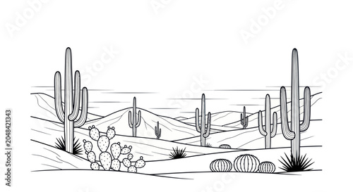 Φωτογραφία Desert Cactus Plants in Landscape View.