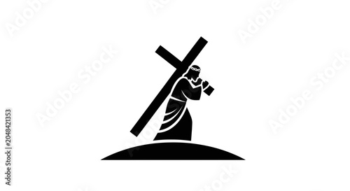Photos Jesus Christ Carrying Large Cross Alone.