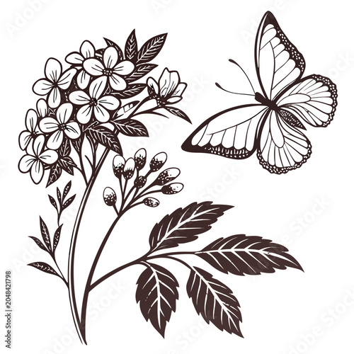 black and white floral background