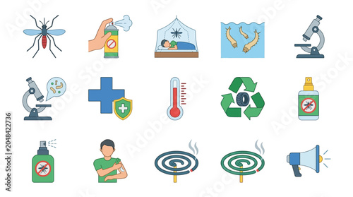 Schilderij op canvas Illustrative icons depicting health and pest control actions
